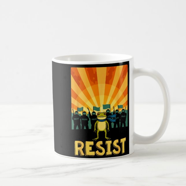 Funny Resist Rtland Frog Protest  Coffee Mug (Right)