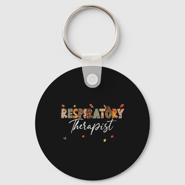Funny Respiratory Therapist Pumpkin Autumn Tree Fa Key Ring (Front)