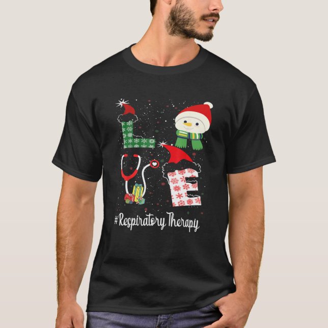 Funny Respiratory Therapy Love Christmas Santa Ste T-Shirt (Front)