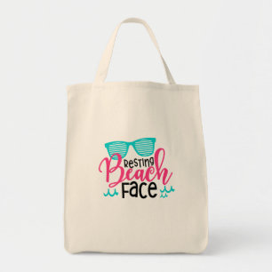 Funny Resting Beach Face Design Summer With Tote Bag