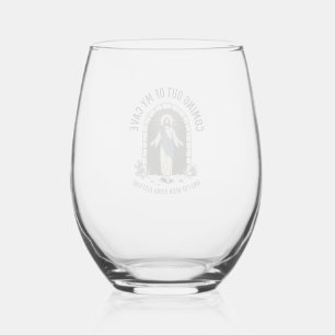 Funny Resurrection Cave Quote Vintage Engraving De Stemless Wine Glass