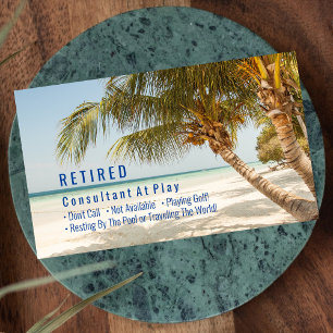 Funny Retired, Beach & Palms, Profession Gag Business Card