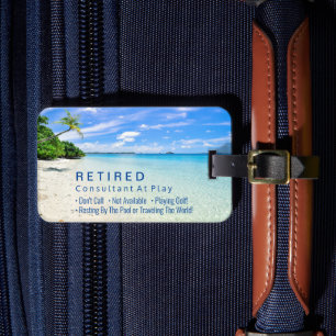Funny Retired, Beach & Palms, Profession Gag Luggage Tag