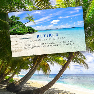 Funny Retired, Beach & Palms, Profession, Gag Vs2 Business Card