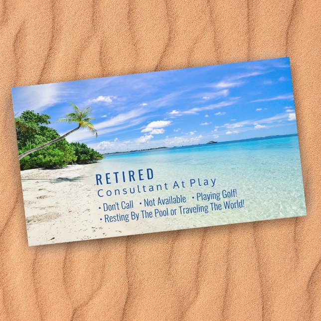 Funny Retired Beach & Palms Profession Gag Vs2 Business Card (Creator Uploaded)
