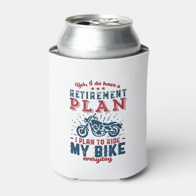 Funny Retired Biker Retirement Plan Ride My Bike Can Cooler (Can Front)