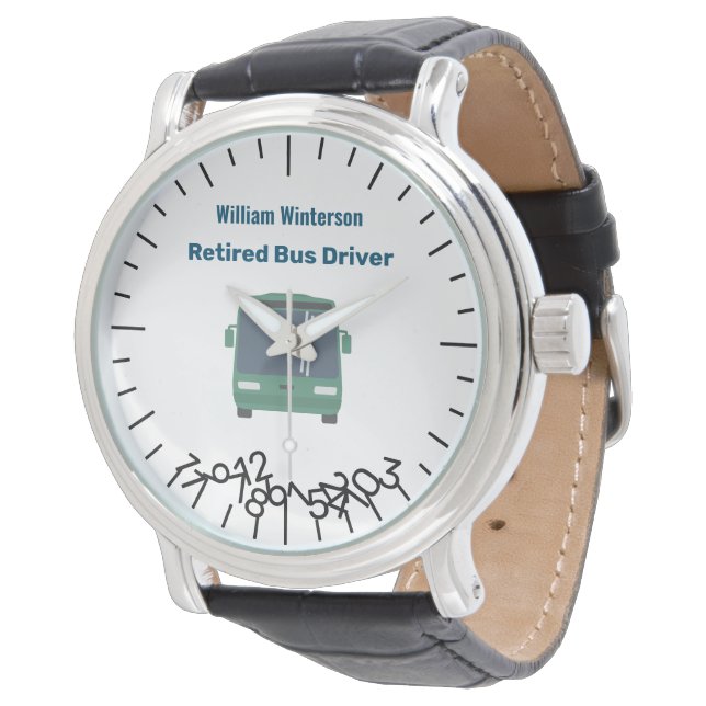 Funny Retired Bus Driver Name Jumble Numbers  Watch (Angled)