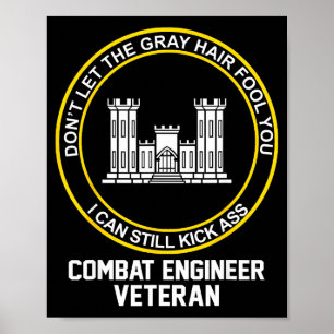 Funny retired combat engineer veteran grandpa poster