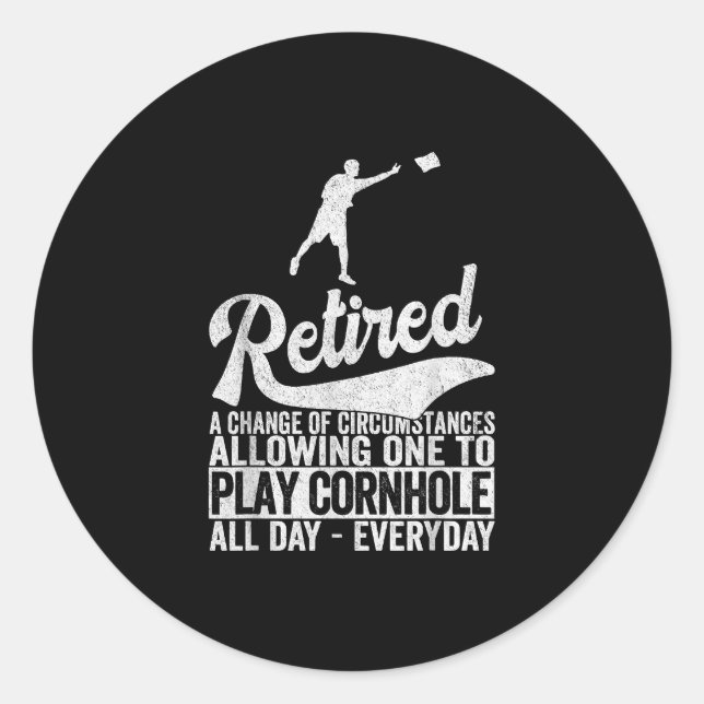 Funny Retired Definition Retirement Plan Cornhole Classic Round Sticker (Front)