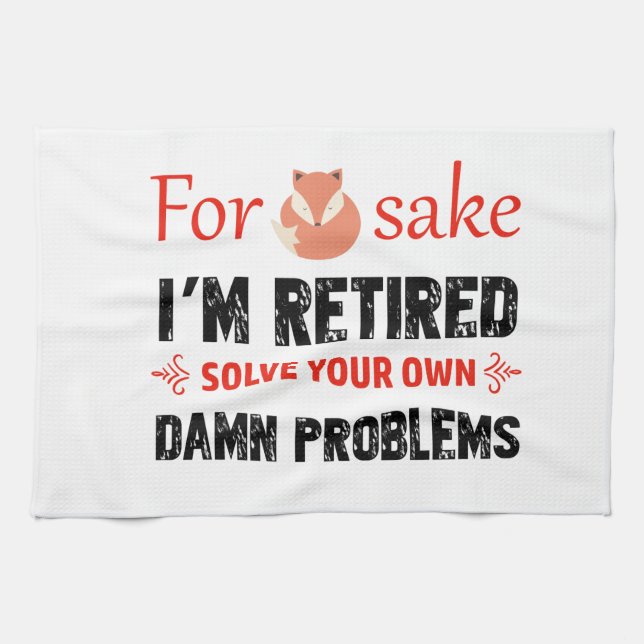 Funny Retired designs Tea Towel (Horizontal)