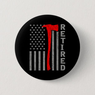 Funny Retired Firefighter Usa Flag Fireman Retirem 6 Cm Round Badge