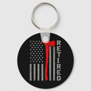 Funny Retired Firefighter Usa Flag Fireman Retirem Key Ring