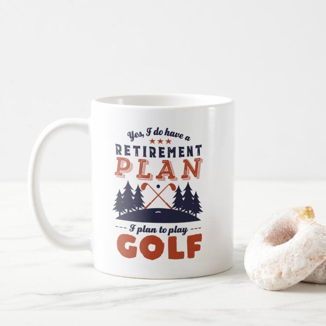 Funny Retired Golf Player Retirement Plan Golfing Coffee Mug (With Donut)