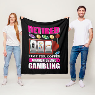funny retired Grandma coffee Grandkids gambling Fleece Blanket