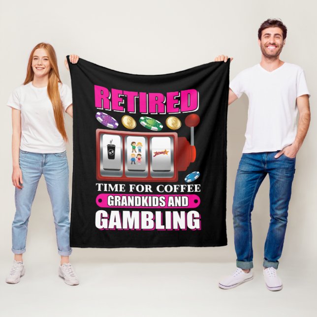 funny retired Grandma coffee Grandkids gambling Fleece Blanket (In Situ)