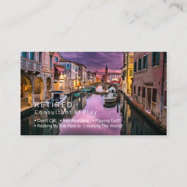 Funny Retired, Italian Canal, DIY Profession Gag Business Card (Front)