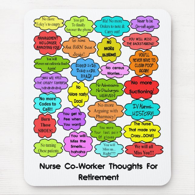 Funny Retired Nurse Gifts Co-Worker Thoughts Mouse Pad (Front)