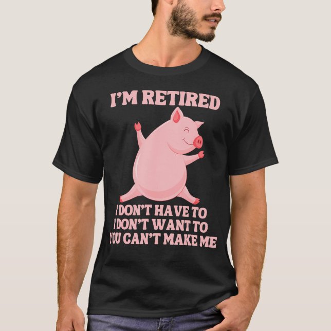 Funny Retired Pig Farmer Dancing Pig T-Shirt (Front)