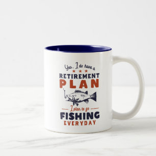 Funny Retired Quote Retirement Plan Go Fishing Two-Tone Coffee Mug