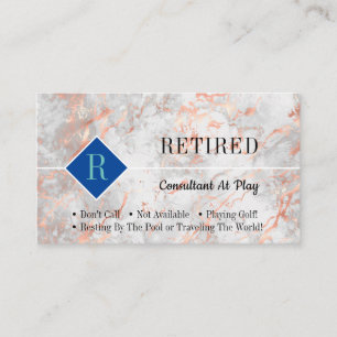 Funny Retired Rose Gold Marble, DIY Profession Gag Business Card