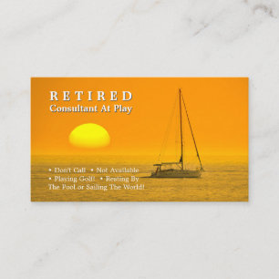 Funny Retired Sailing Boat at Sunset, DIY Gag Busi Business Card
