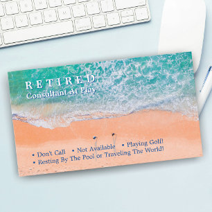 Funny Retired Scenic Aerial Beach Scene, DIY Gag Business Card