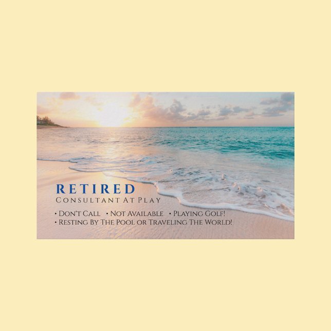 Funny Retired, Sunset Beach, Profession Gag Business Card (Creator Uploaded)