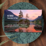 Funny Retired, Sunset Lake, DIY Profession Gag Business Card<br><div class="desc">Are you retired or retiring soon? This Sunset Lake and Mountains design is a great gag card to hand out to friends and family at parties or at work to let them know the big day has arrived. Works well for any profession. Great for Interior Designers, Consultants, Lawyers, Corporate Professionals,...</div>