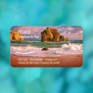 Funny Retired, Sunset Ocean, DIY Profession Gag Business Card
