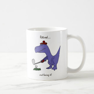 Funny Retired T-Rex Dinosaur Golfing Coffee Mug