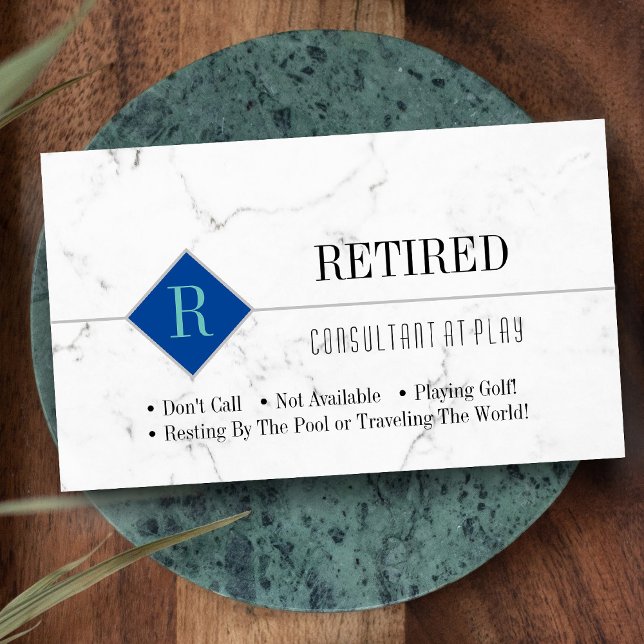 Funny Retired, White Marble, DIY Profession Gag Business Card (Creator Uploaded)