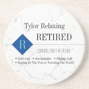Funny Retired, White Marble, DIY Profession Gag Coaster