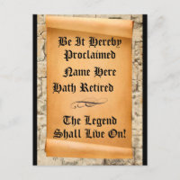 Funny Retirement announcement ancient  scroll