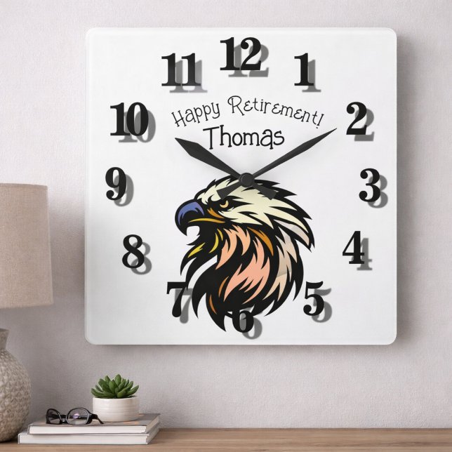 Funny Retirement Eagle Personalised Classic Square Wall Clock (Creator Uploaded)