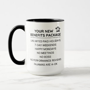 Funny Retirement Gift Custom, New Benefits Package Mug