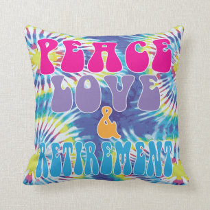 Funny retirement gift Peace Love & Retirement Cushion
