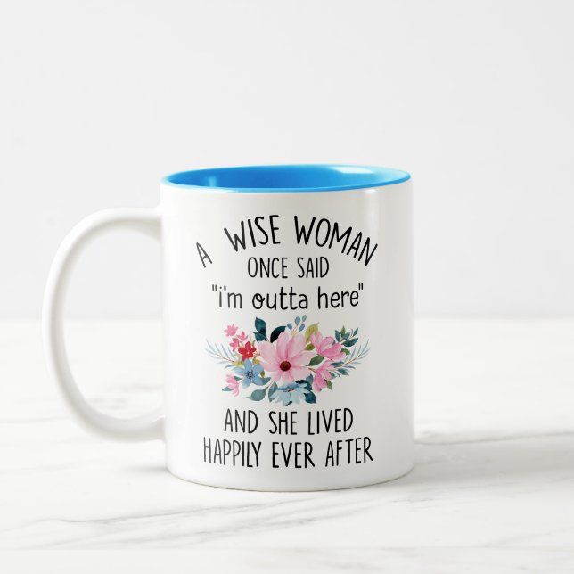 Funny Retirement Gifts for Grandma Wife Mum Aunt Two-Tone Coffee Mug (Left)