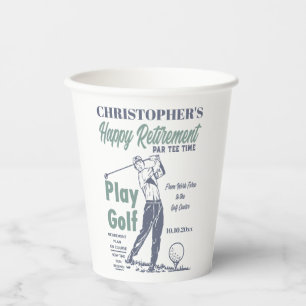 Funny Retirement Golfer Theme Retro Golf Paper Cups