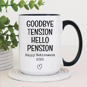 Funny Retirement Goodbye Tension Black Font Design Two-Tone Coffee Mug