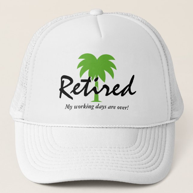 Funny retirement hat with palm tree logo (Front)