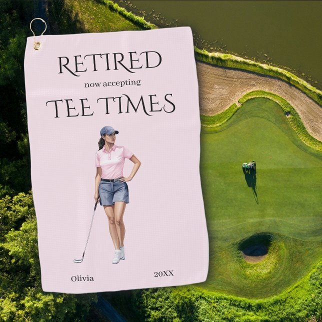 Funny Retirement Now Accepting Tee Times Gift Golf Towel (Creator Uploaded)