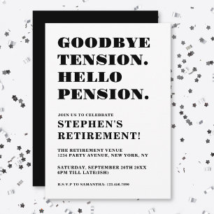Funny Retirement Party Black White Humorous Invitation