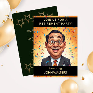 Funny Retirement Party Caricature Business Man Invitation