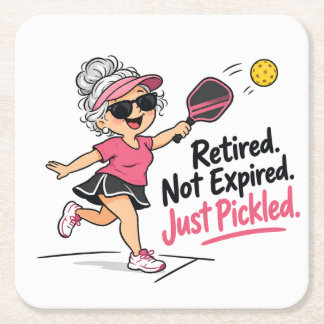 Funny Retirement Pickleball Napkins Square Paper Coaster