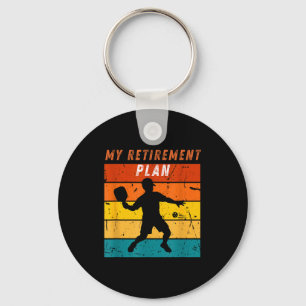 Funny retirement plan pickleball retro vintage key ring