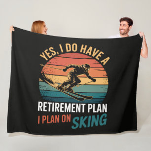 Funny Retirement Plan Ski Retiring Fleece Blanket