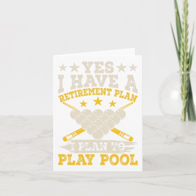Funny Retirement Plan To Play Pool  Card (Front)