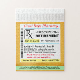 Funny Retirement Prescription RX Jigsaw Puzzle