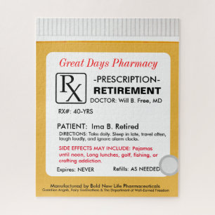 Funny Retirement Prescription RX Jigsaw Puzzle