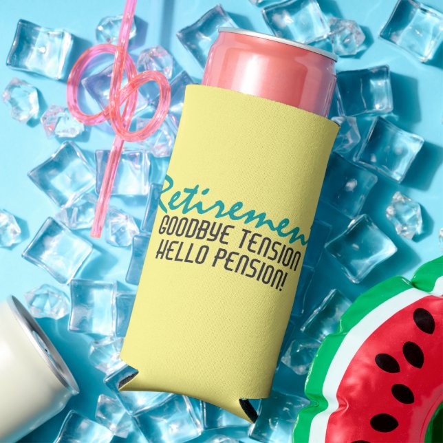 Funny Retirement Quote Yellow Seltzer Can Cooler (In Situ Summer)